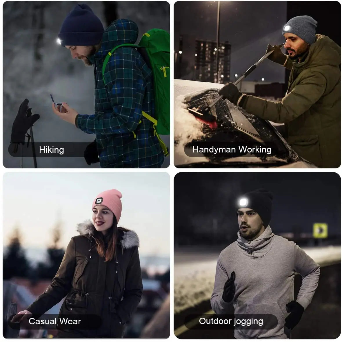 "GlowGear: LED Beanie Hat with Light - Unisex USB Rechargeable Lamp Hat for Hands-Free Illumination! Stay Warm and Bright in Winter Nights."