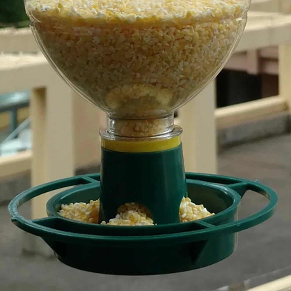 "Fly-In Dine-Out: Automatic Outdoor Bird Feeder - Hangable Plastic Bowl for Parrot, Pigeon, and Pet Feeding Fun!"